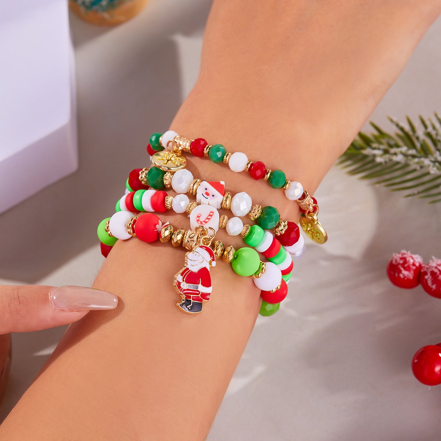 Christmas Snowman Bracelet Handmade Beaded chicpolly