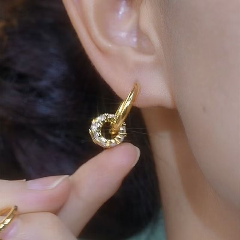 Zircon AB Dual-wear Double-sided Earrings Fashion chicpolly