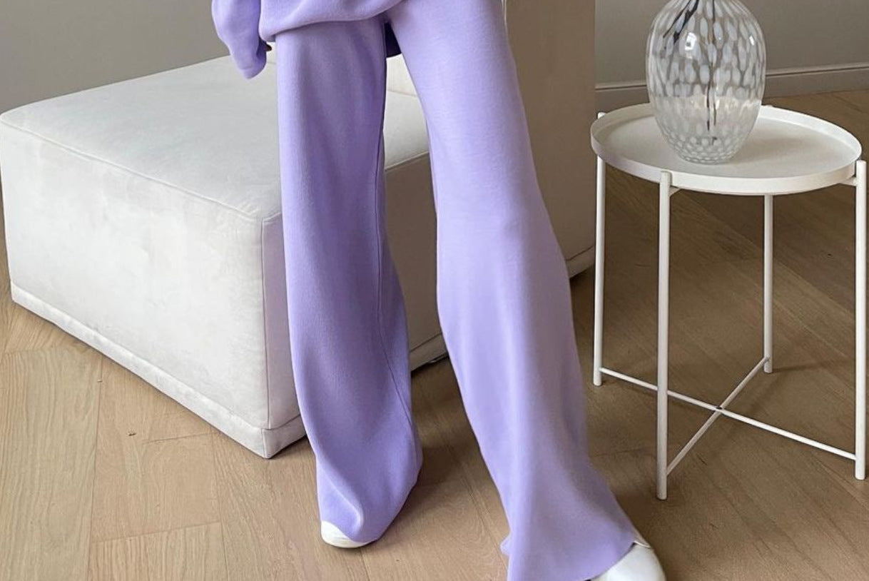 Long Sleeve Loose Casual Sweater Knit Top Trousers Set chicpolly