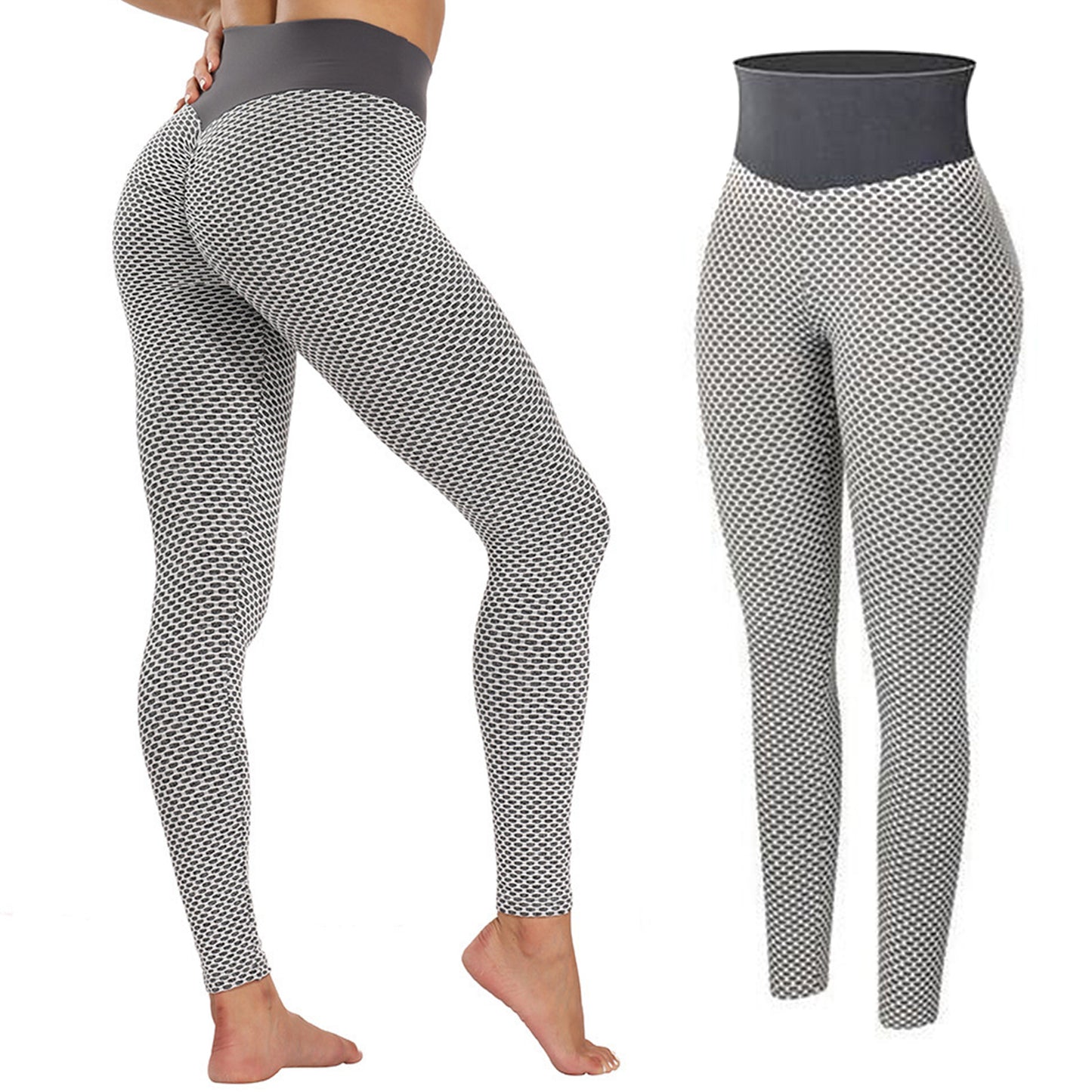 TIK Tok Leggings Women Butt Lifting Workout Tights Plus Size Sports High Waist Yoga Pants Light Grey chicpolly