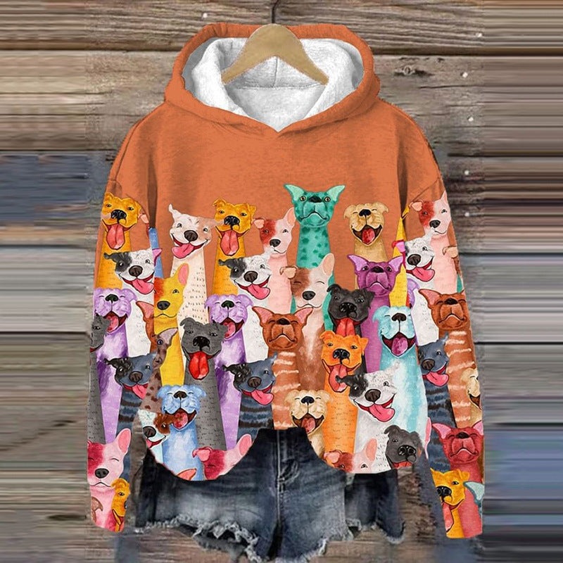 European And American Drop-shoulder Sleeve Digital Printing Sweater chicpolly