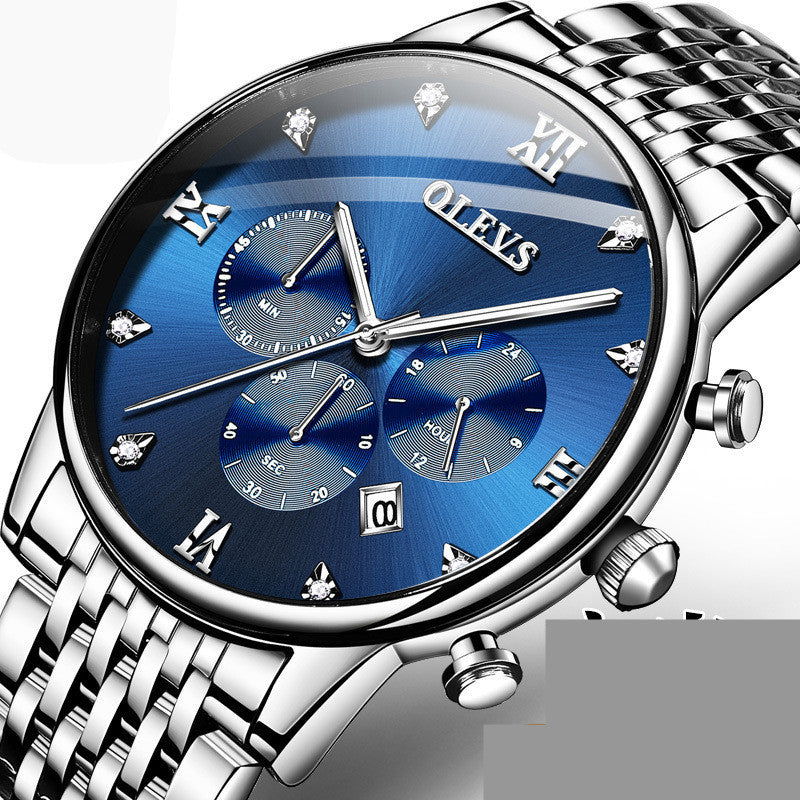 Multi-function Chronograph Quartz Watch Night Light Waterproof chicpolly