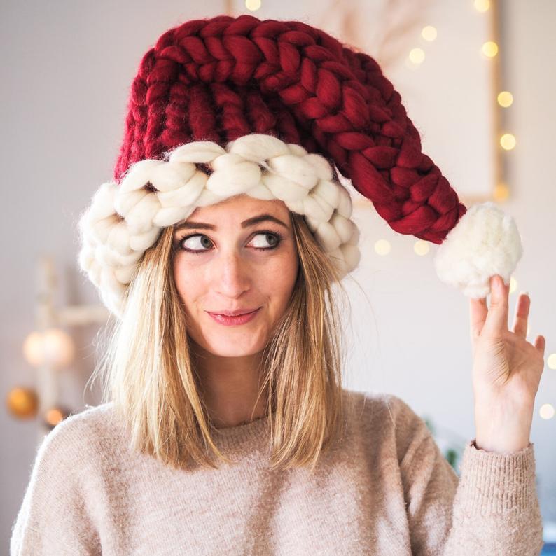 Christmas Plush Hat With Pompom Cute chicpolly
