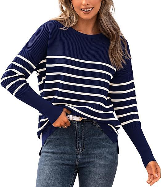 Autumn Winter Sweater Casual Striped Round Neck Sweater chicpolly