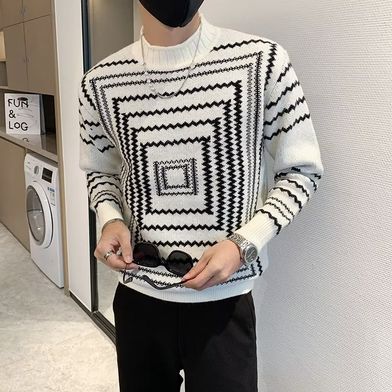 Striped Sweater For Men Spring And Autumn chicpolly