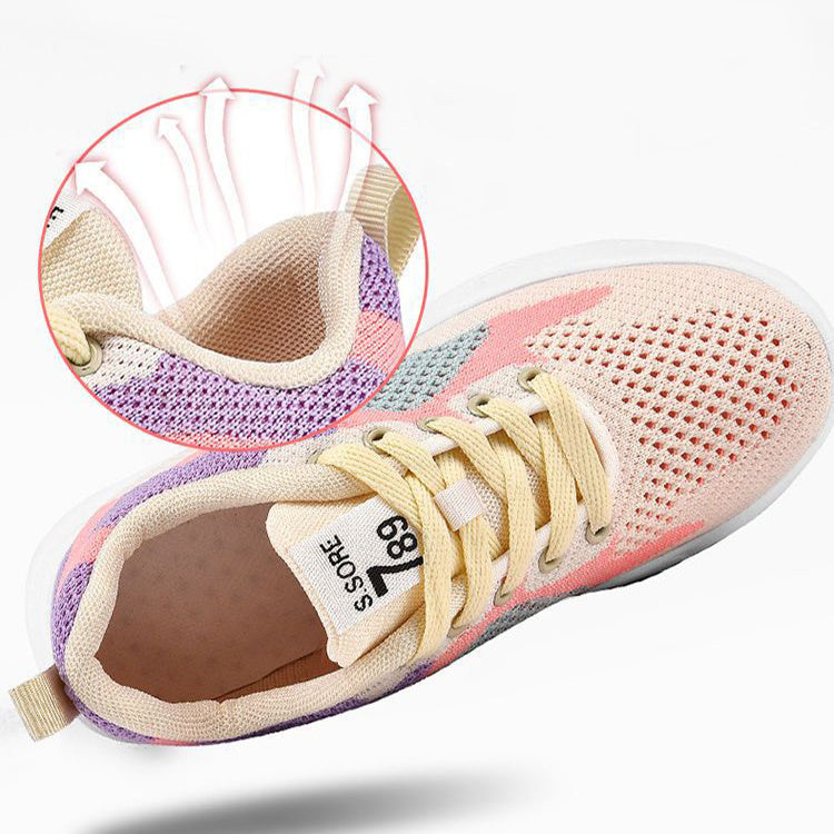 Casual Colorblock Lace-up Sneakers Women Versatile Breathable Lightweight Walking Running Shoes chicpolly