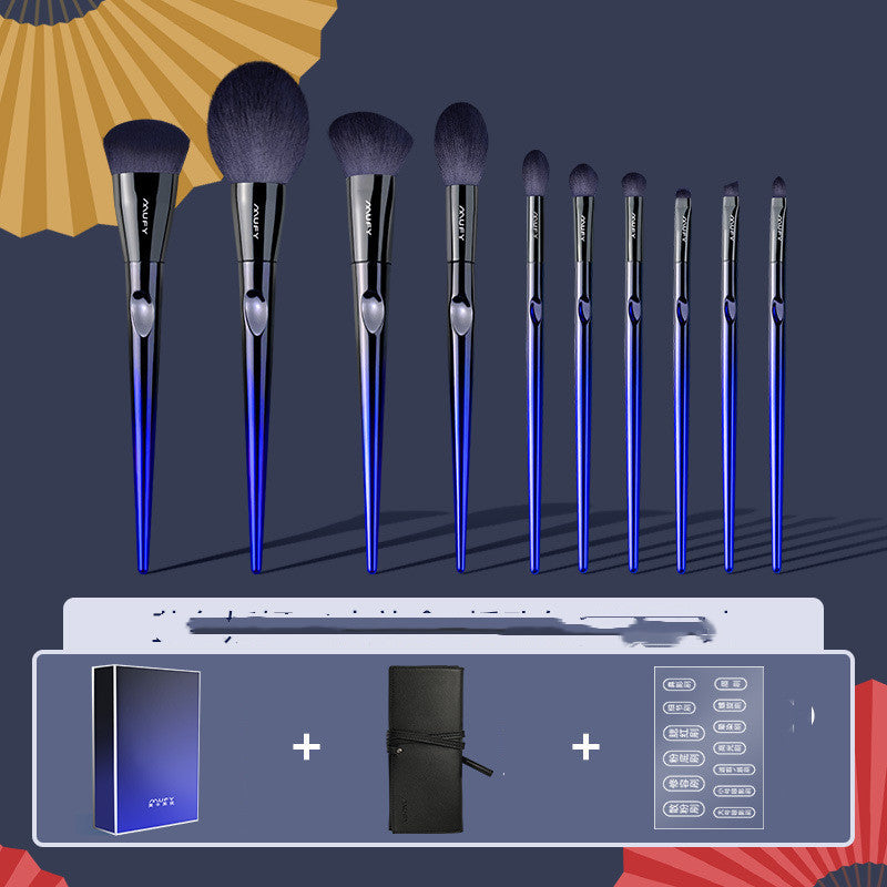Blue 10 Makeup Brushes Set chicpolly