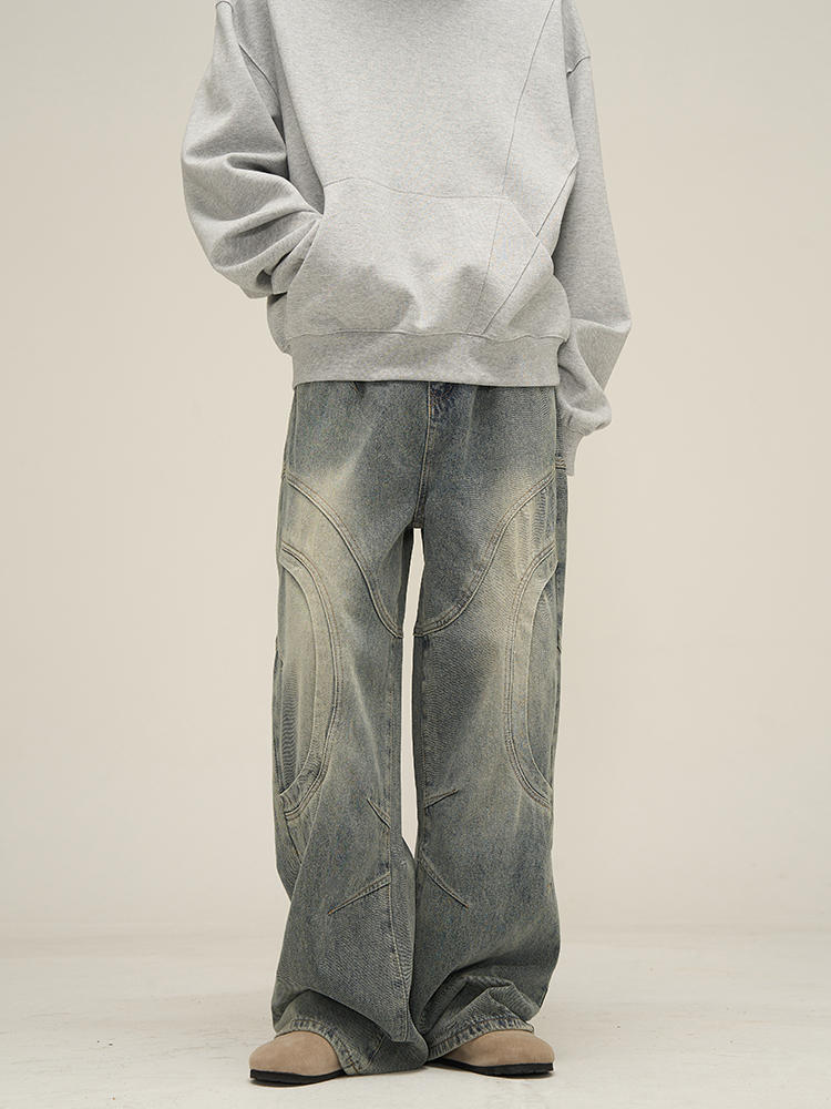 Deconstructed Design Sense Niche Straight Leg Jeans Man chicpolly