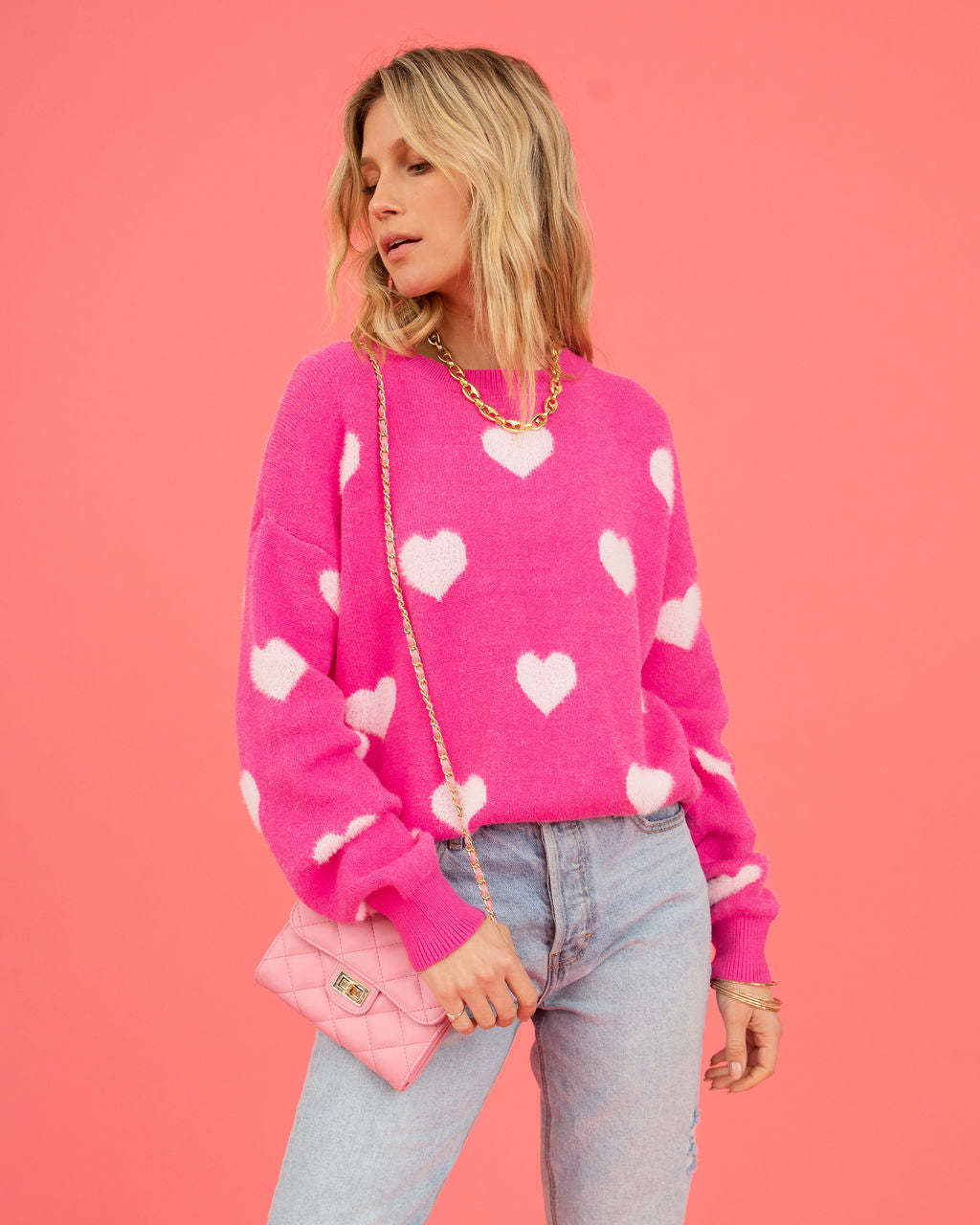 Women's Sweater Love Round Neck Pullover chicpolly
