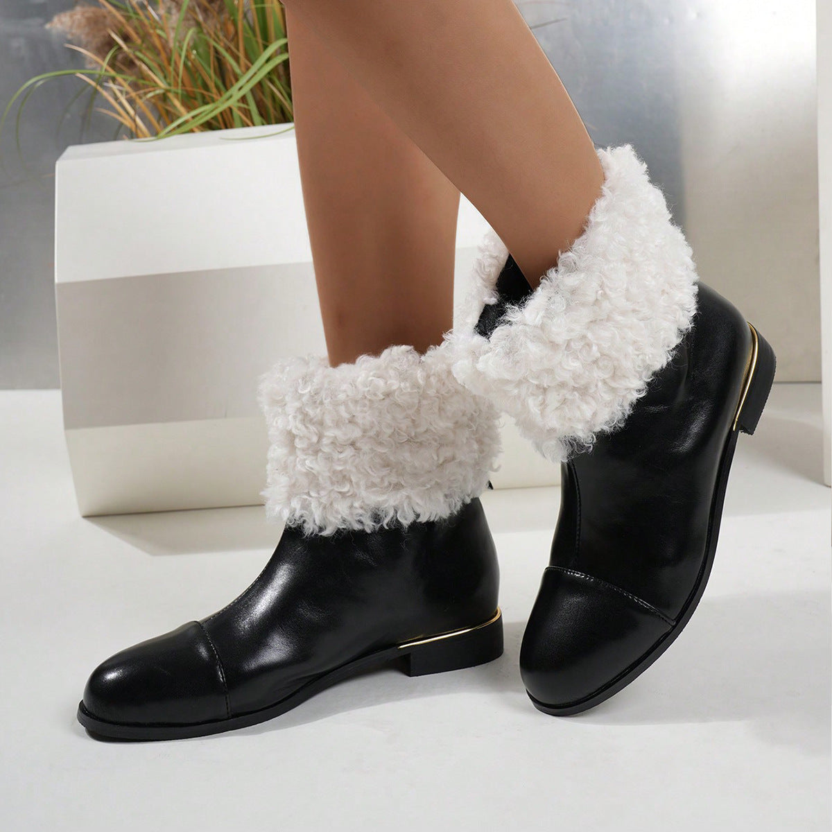 British Style Short Boots With Short Plush Autumn And Winter Ins All-match Fashion Women's Shoes chicpolly