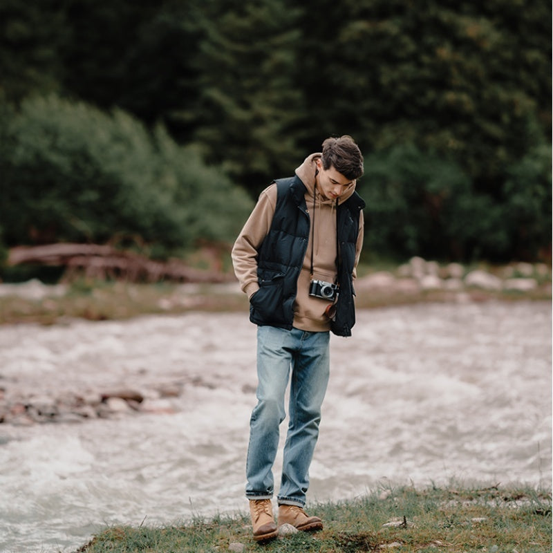 White Duck Down Three-proof Vest Down Jacket Coat For Men chicpolly