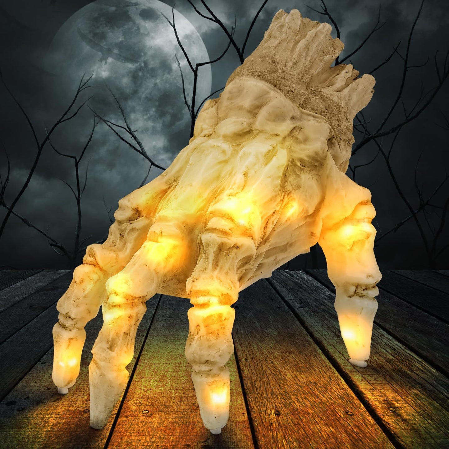 Halloween Electric Luminous Crawling Hand Animated Decoration Induction Luminous Decoration Zombie Hand With Spooky Sound chicpolly