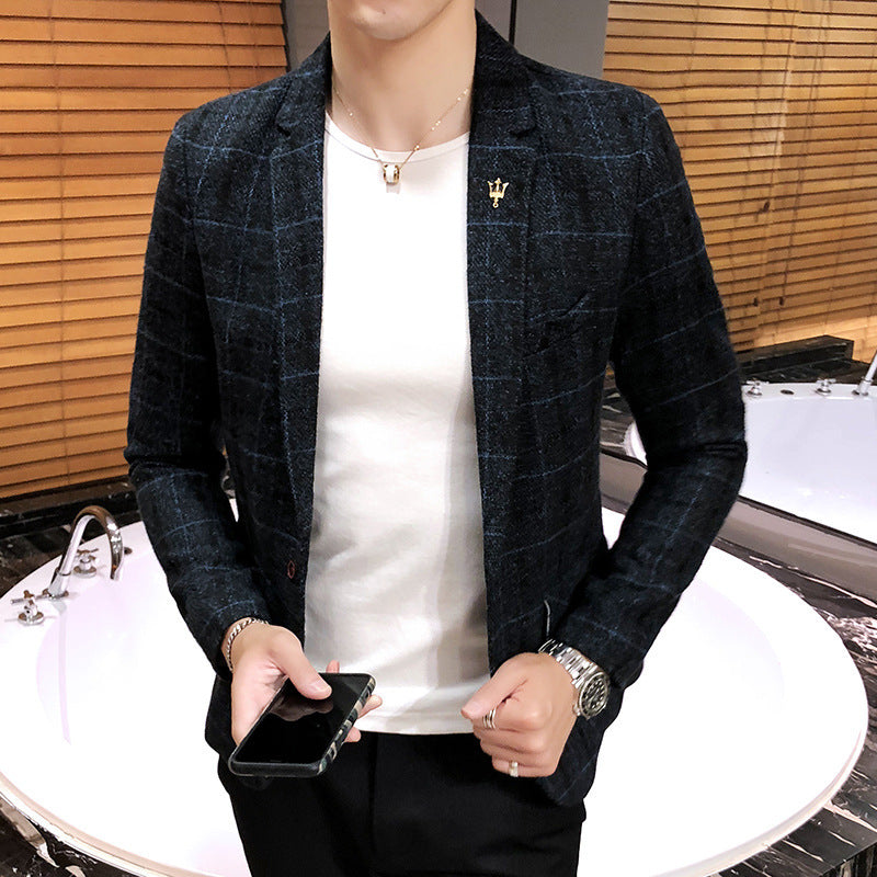 Plaid Fashion Personalized Men's Business Suit Jacket chicpolly