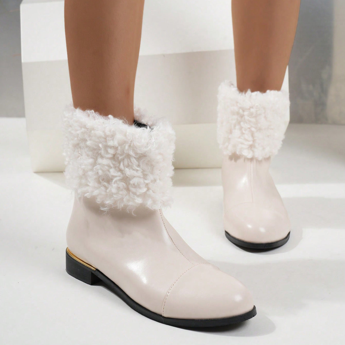 British Style Short Boots With Short Plush Autumn And Winter Ins All-match Fashion Women's Shoes chicpolly