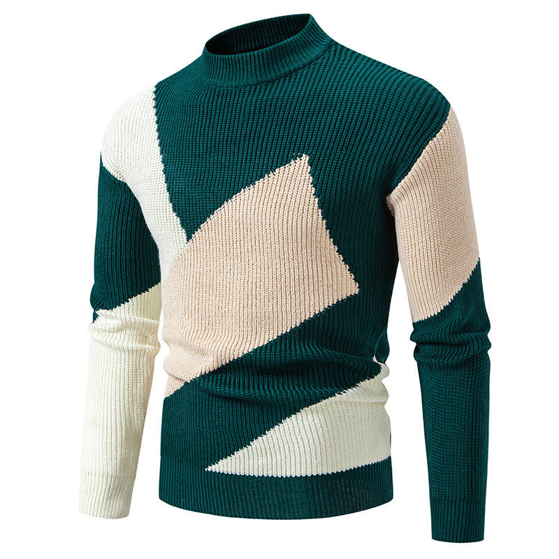 Sweater Men's Round Neck Multicolor Pullover Sweater chicpolly