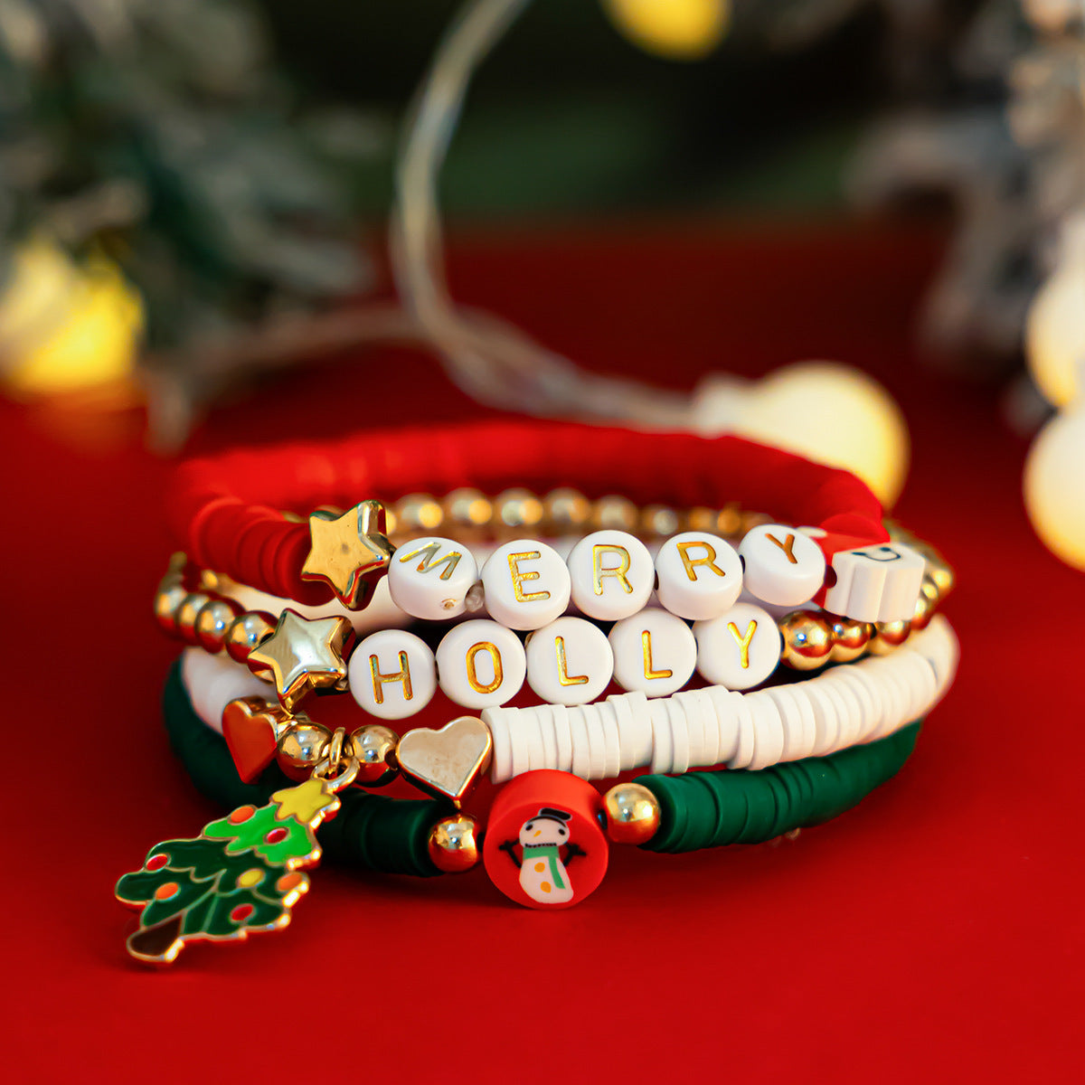 Christmas Polymer Clay Color Bracelet Suit chicpolly