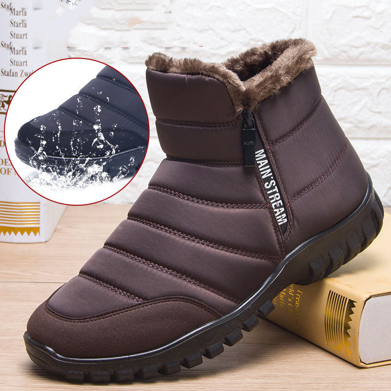 Winter Boots For Men Waterproof Warm Shoes With Plush Zipper Design chicpolly