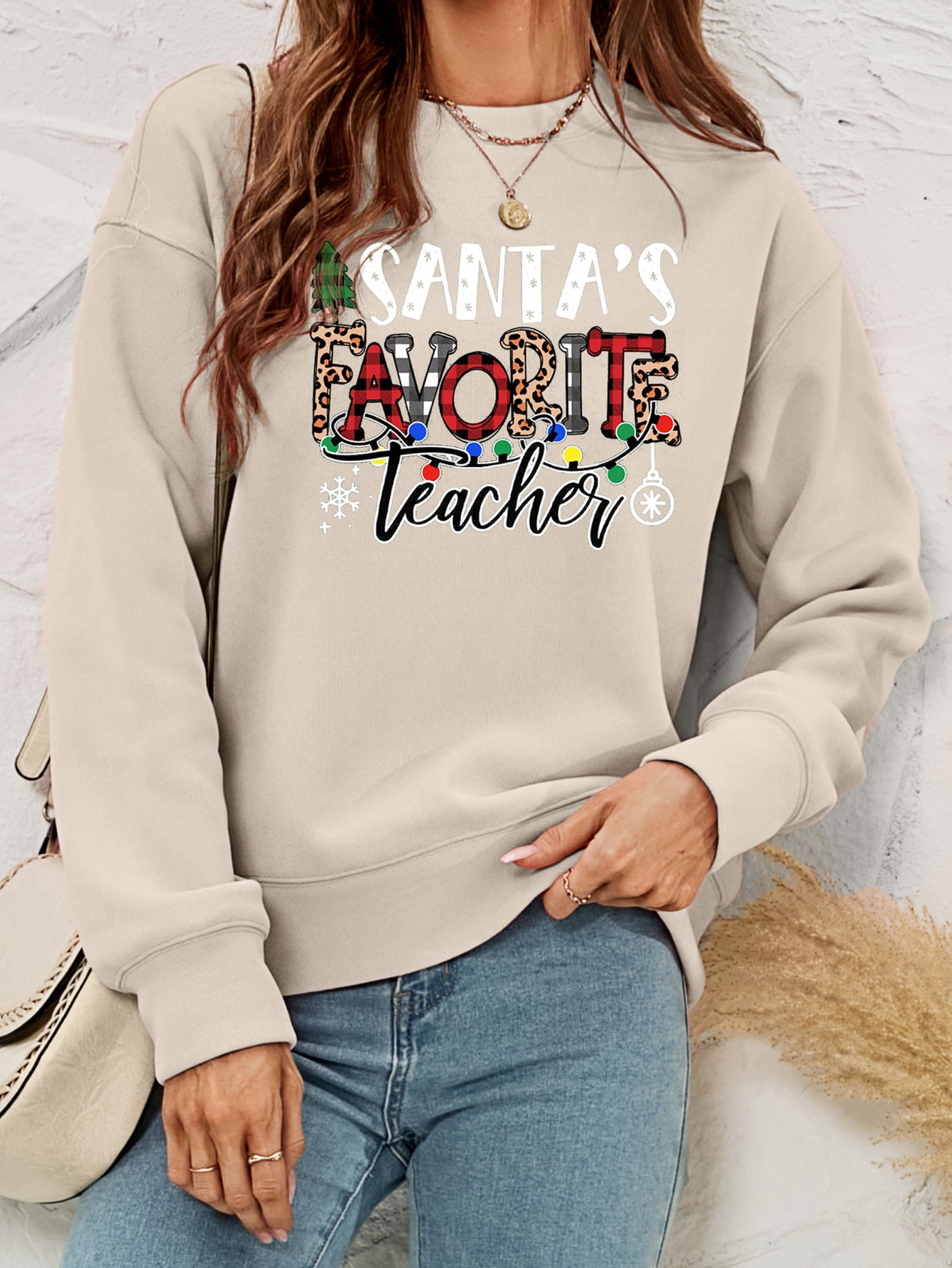 Women's Clothing Pullover Christmas Sweater Women's  Fleece Printed Women's Top chicpolly