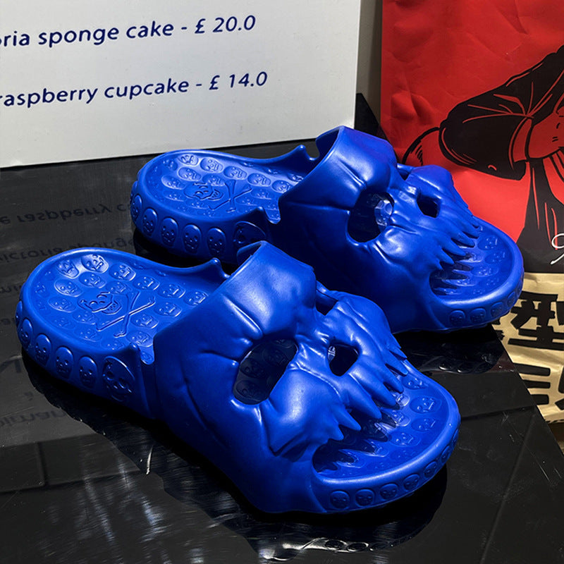 Personalized Skull Design Halloween Slippers Bathroom Indoor Outdoor Funny Slides Beach Shoes chicpolly