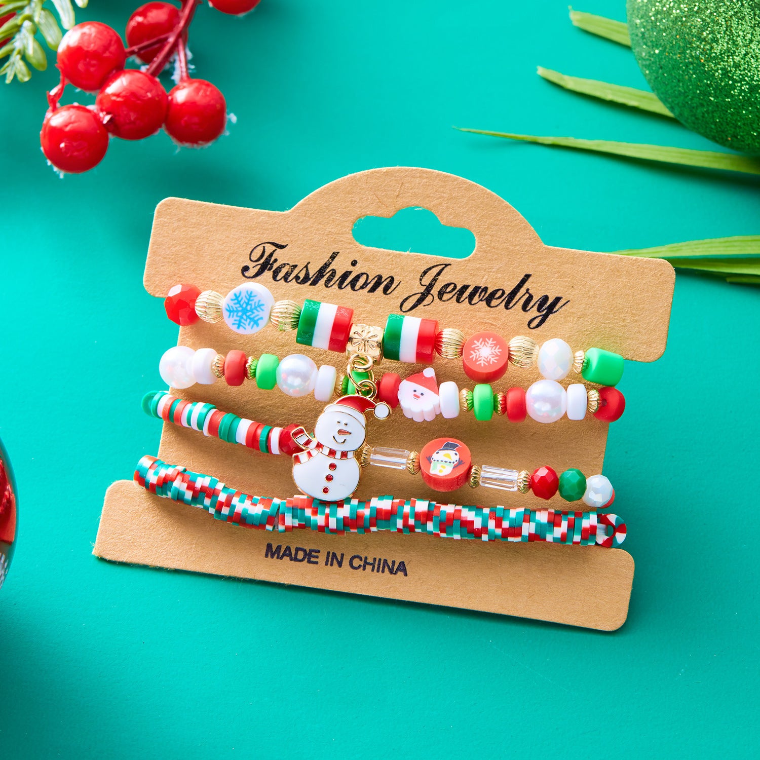 Christmas Snowman Bracelet Handmade Beaded chicpolly