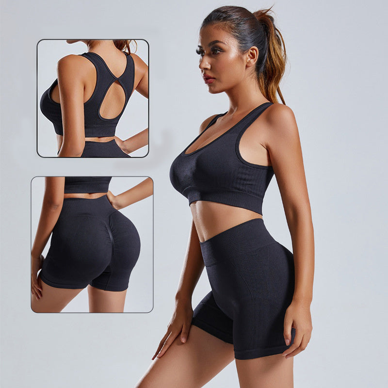 2pcs Yoga Set Women's Vest And Shorts Tracksuit Seamless Workout Sportswear Gym Clothing High Waist Leggings Fitness Sports Suits chicpolly