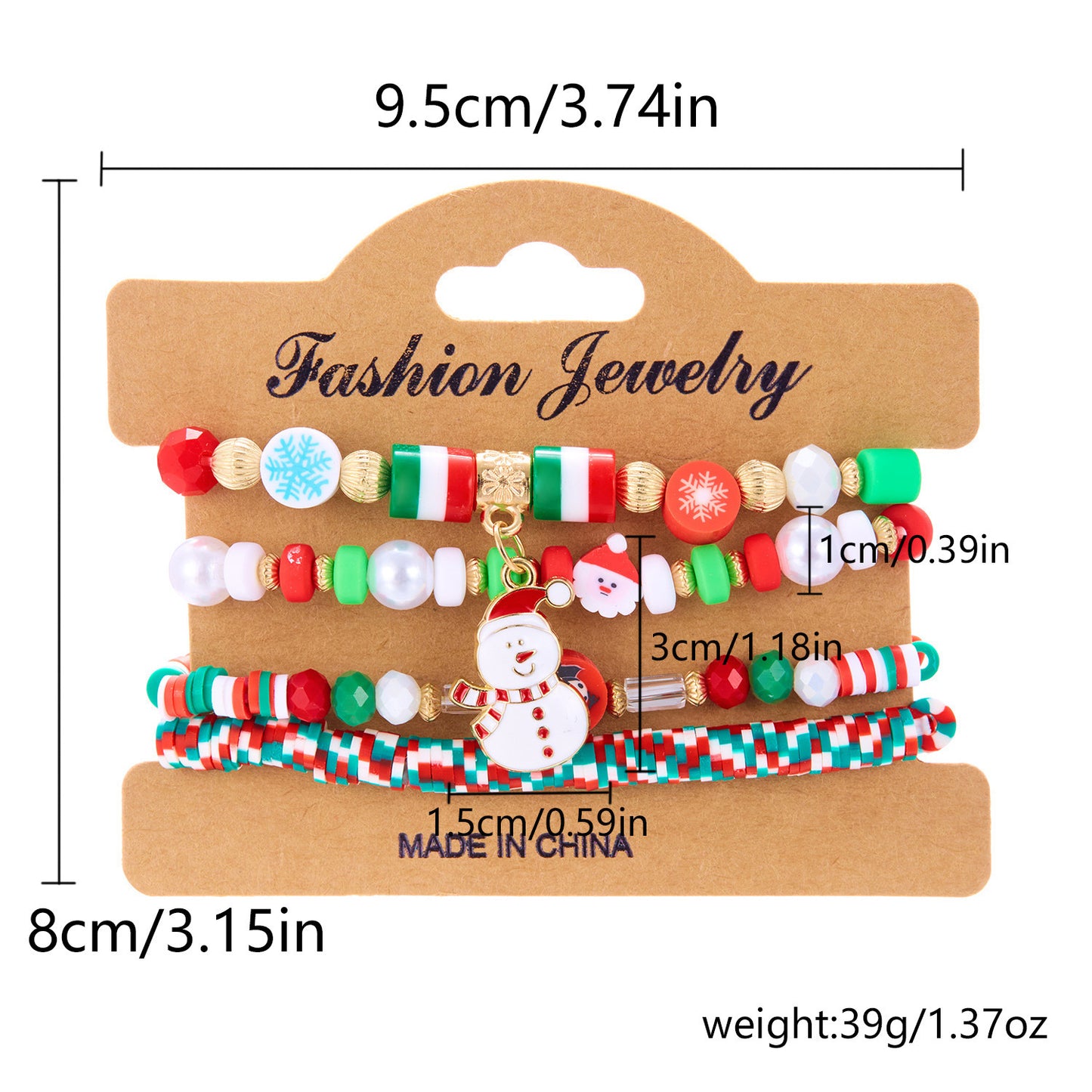 Christmas Snowman Bracelet Handmade Beaded chicpolly