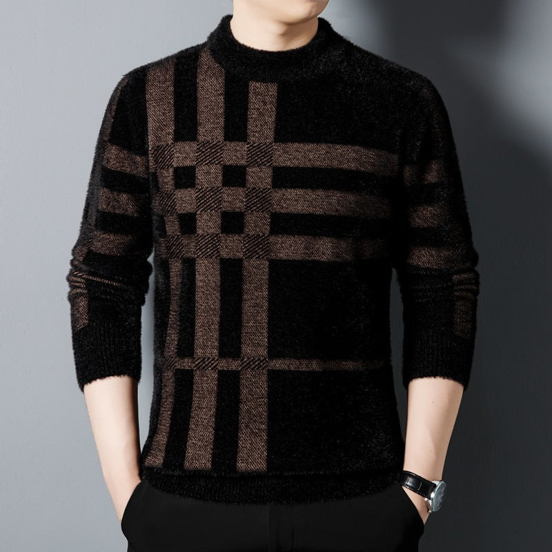 Casual All-matching Striped Thickened Knitting Top For Men chicpolly