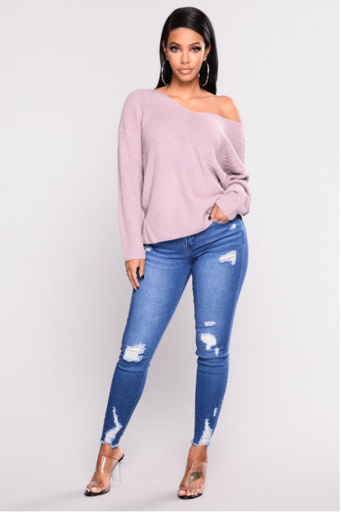 High waist stretch slim pencil feet pants chicpolly
