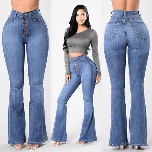 Explosive Style High-waisted Wide-leg Women's Jeans chicpolly