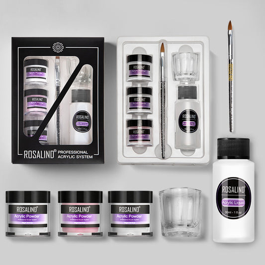 Nail Powder Acrylic System Kit Professional Nail Art Tool Set Contain Glass Cup Acrylic Liquid Extention Carving Manicure chicpolly