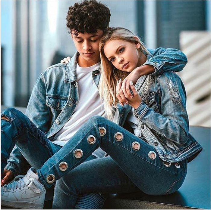 Fashion Tight Hoop Jeans For  Women's Comfort Curvy Skinny Jean Standard My Store