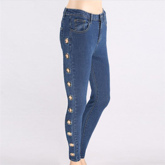 Fashion Tight Hoop Jeans For  Women's Comfort Curvy Skinny Jean Standard My Store