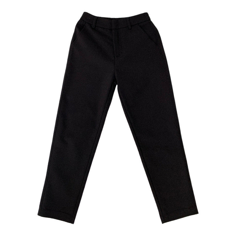 Mid-High-Waisted, Straight-Leg, Slim-Leg, Nine-Point Casual Pants chicpolly