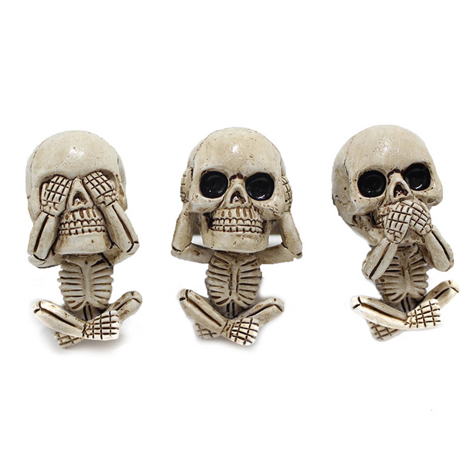 Skull Car Ornaments Air Outlet Ghost Head Three-piece Interior Pendant Decoration Ornament Ghost Head Desktop Figurines Decor chicpolly