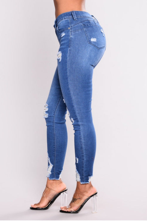 High waist stretch slim pencil feet pants chicpolly