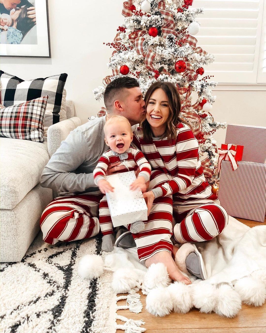 Parent-child Striped Christmas Family Set chicpolly