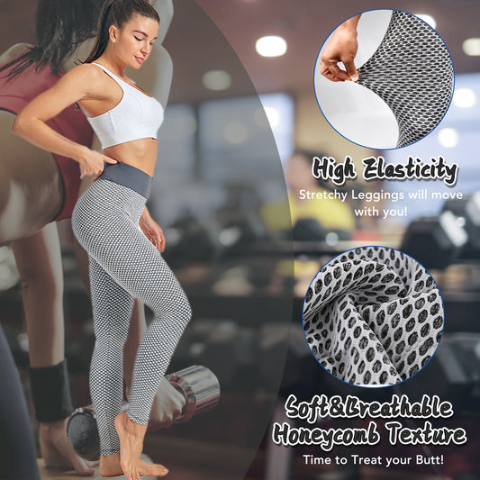 TIK Tok Leggings Women Butt Lifting Workout Tights Plus Size Sports High Waist Yoga Pants Light Grey chicpolly