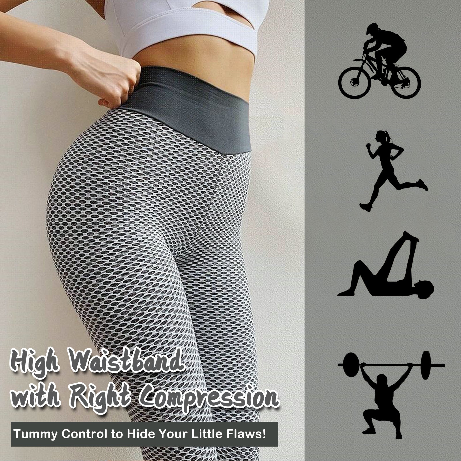 TIK Tok Leggings Women Butt Lifting Workout Tights Plus Size Sports High Waist Yoga Pants Light Grey chicpolly