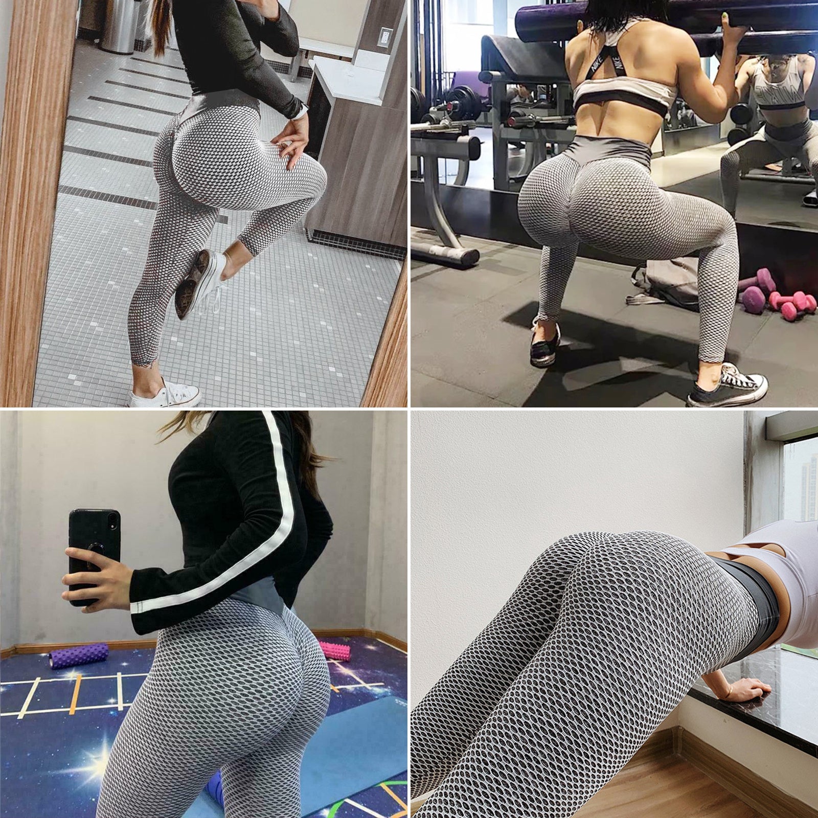 TIK Tok Leggings Women Butt Lifting Workout Tights Plus Size Sports High Waist Yoga Pants Light Grey chicpolly