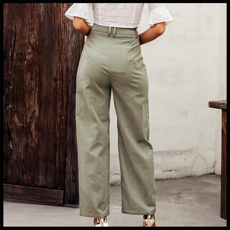 Slim-fit high-rise straight-leg trousers chicpolly