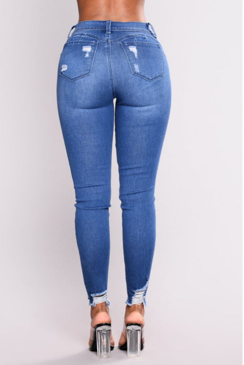 High waist stretch slim pencil feet pants chicpolly