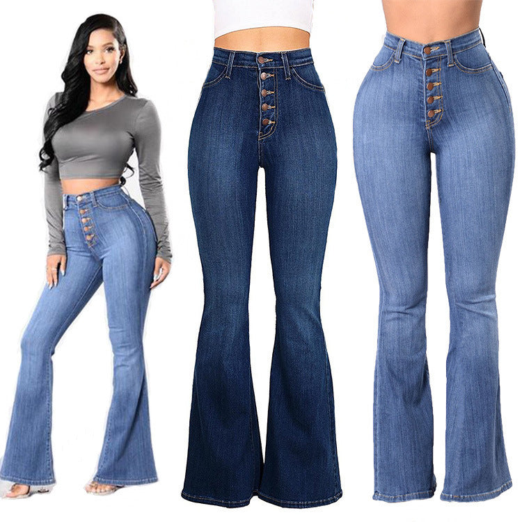 Explosive Style High-waisted Wide-leg Women's Jeans chicpolly