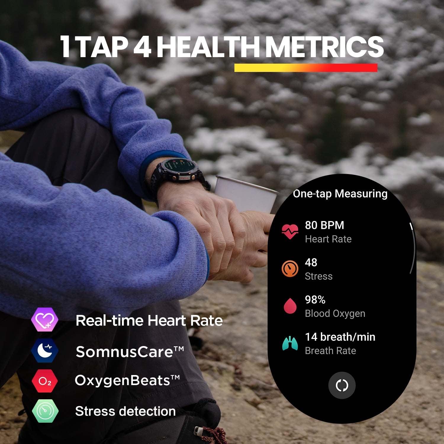 Heart Blood Oxygen Monitoring Wrist Watch chicpolly