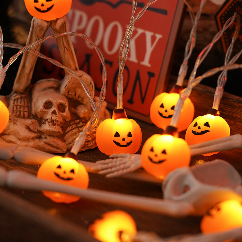 PVC Soft Material Halloween Lighting Chain Pumpkin Ghost Bat Modeling Lamp Indoor And Outdoor Home Decoration chicpolly