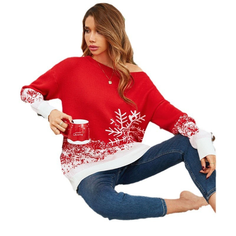 Christmas Snowflake Casual Sweater Women chicpolly