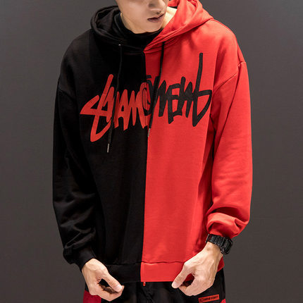 Women Patchwork Casual Hoodies Fall Winter Men High Street Fashion Hooded Sweatshirts chicpolly