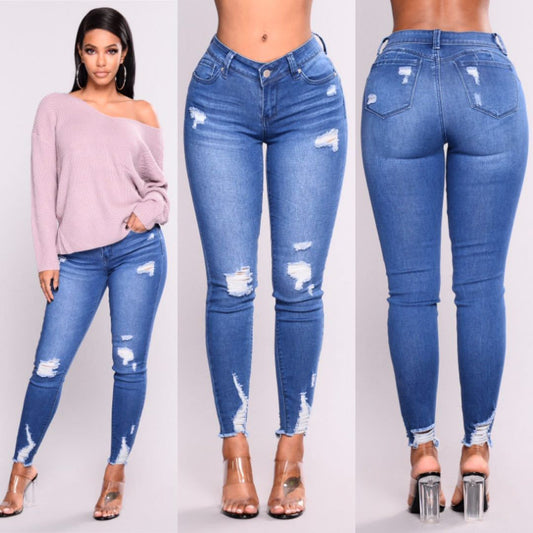 High waist stretch slim pencil feet pants chicpolly