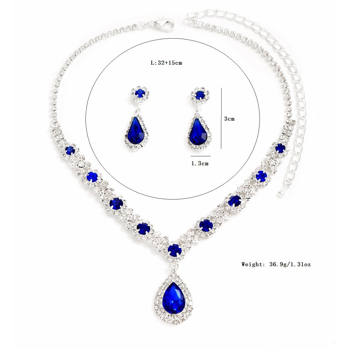 New Water Drop Necklace And Earrings Suite chicpolly