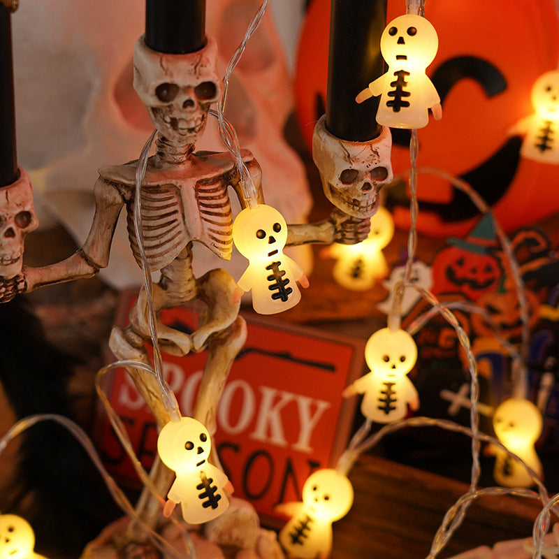 PVC Soft Material Halloween Lighting Chain Pumpkin Ghost Bat Modeling Lamp Indoor And Outdoor Home Decoration chicpolly