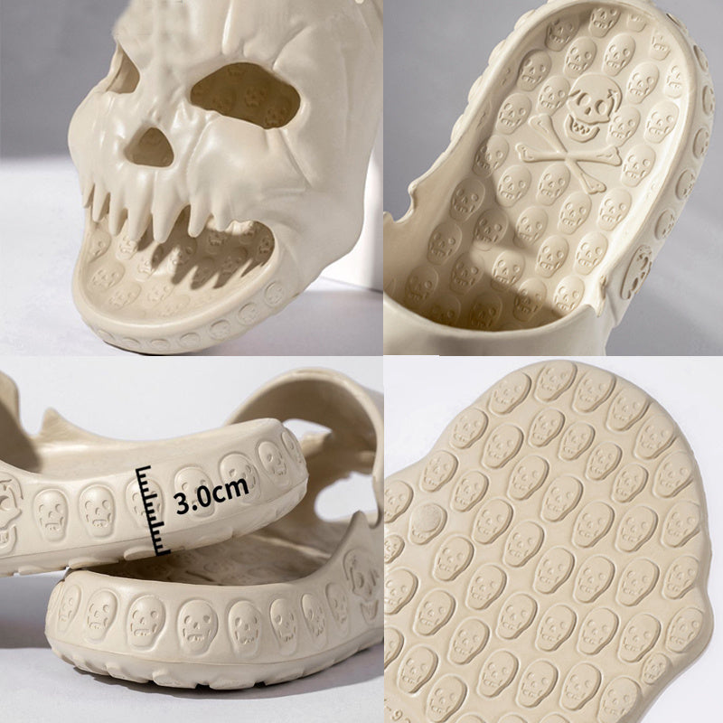 Personalized Skull Design Halloween Slippers Bathroom Indoor Outdoor Funny Slides Beach Shoes chicpolly